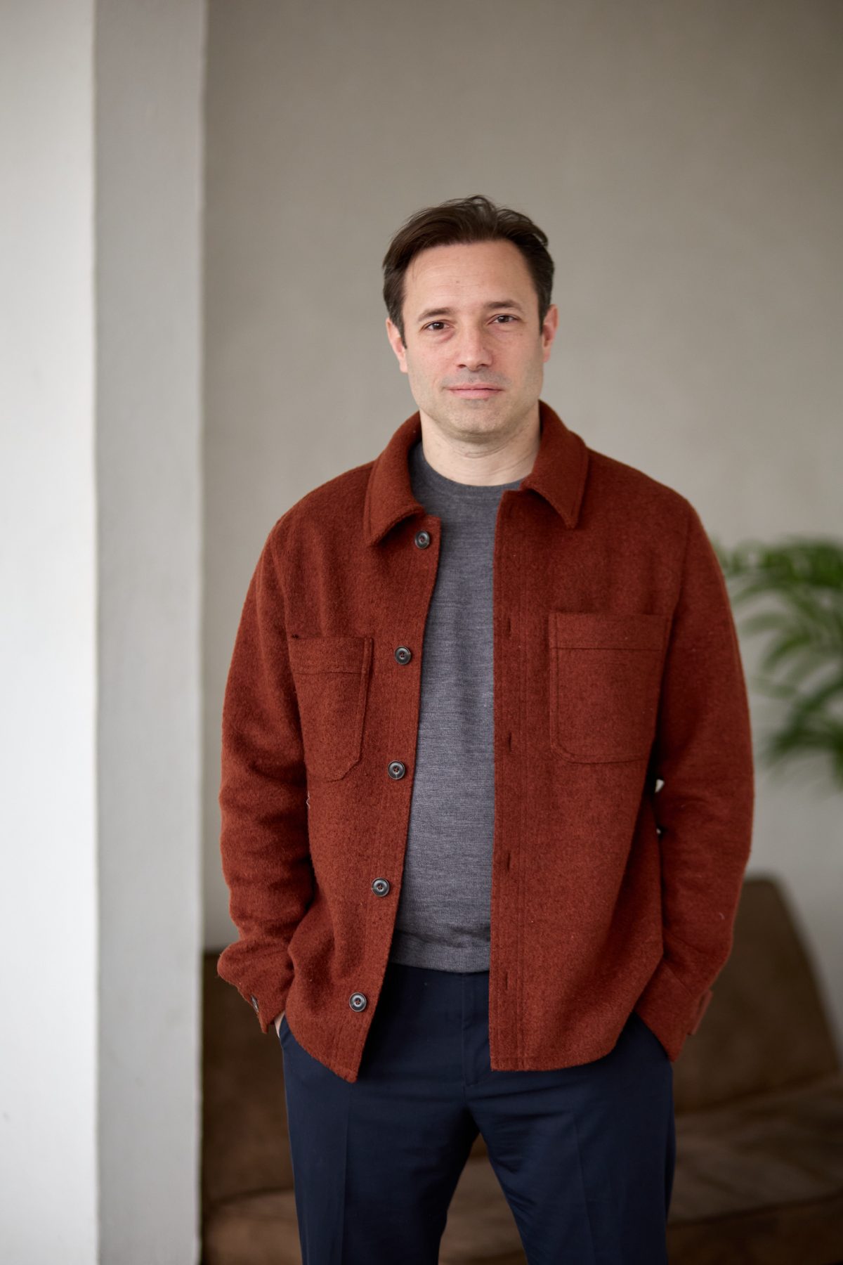 Mathieu Bonnefont in a rust wool jacket